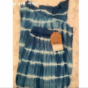 💙Blue Tie Dye Asymmetrical Maxi Skirt w/Split💙